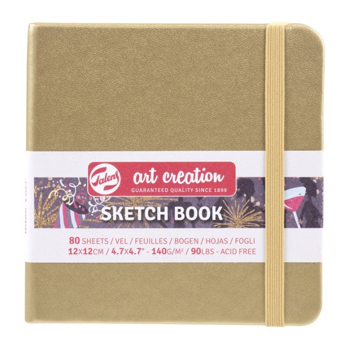 Talens Art Creation Sketchbook, 80 Sheets, 90lbs, White Gold Cover, 4.7" x 4.7"