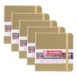 Talens Art Creation Sketchbook, 80 Sheets, 90lbs, White Gold Cover, 4.7" x 4.7", Pack of 5