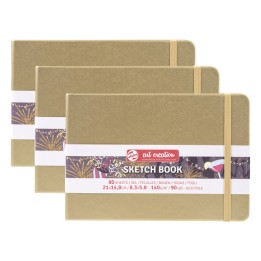 Talens Art Creation Sketchbook, 80 Sheets, 90lbs, White Gold Cover, 8.3" x 5.8" (A5), Pack of 3