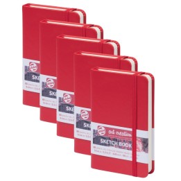 Talens Art Creation Sketchbook, 80 Sheets, 90lbs, Red Cover, 3.5" x 5.5", Pack of 5
