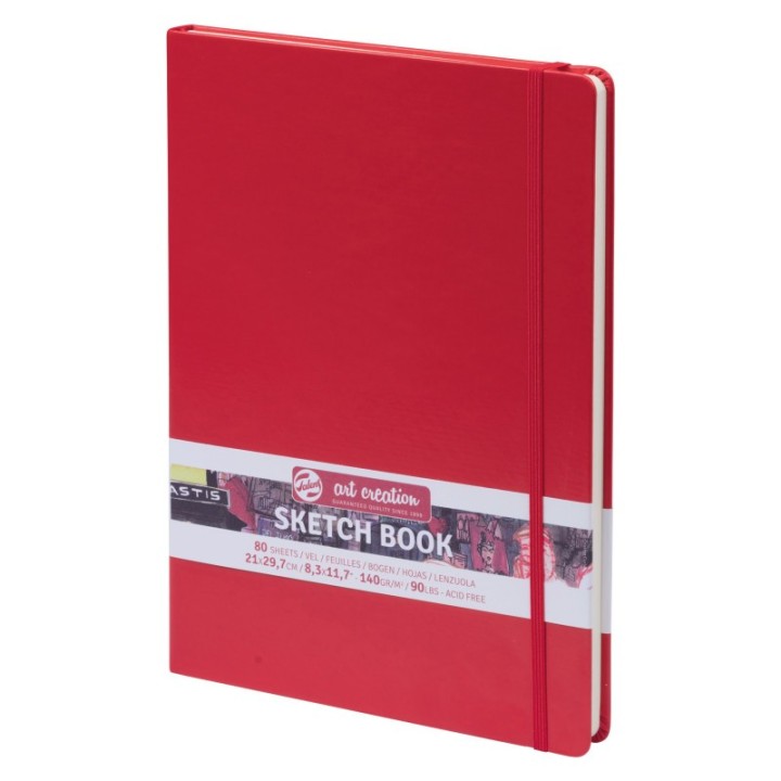Talens Art Creation Sketchbook, 80 Sheets, 90lbs, Red Cover, 8.3" x 11.7" (A4)
