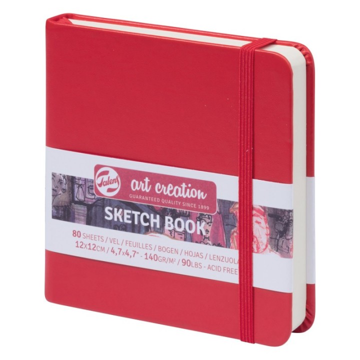 Talens Art Creation Sketchbook, 80 Sheets, 90lbs, Red Cover, 4.7" x 4.7"