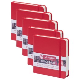 Talens Art Creation Sketchbook, 80 Sheets, 90lbs, Red Cover, 4.7" x 4.7", Pack of 5