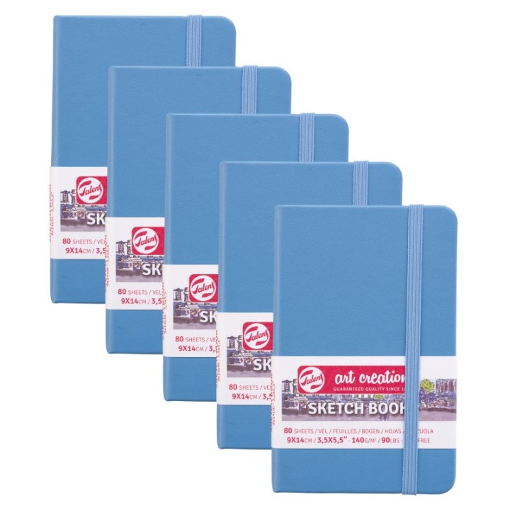 Talens Art Creation Sketchbook, 80 Sheets, 90lbs, Lake Blue Cover, 3.5" x 5.5", Pack of 5