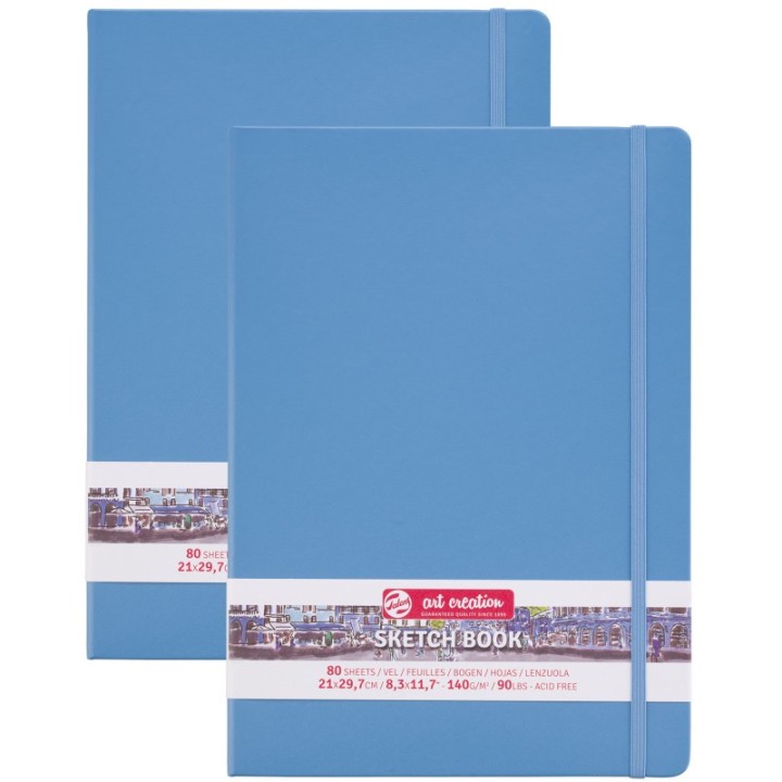 Talens Art Creation Sketchbook, 80 Sheets, 90lbs, Lake Blue Cover, 8.3" x 11.7" (A4), Pack of 2