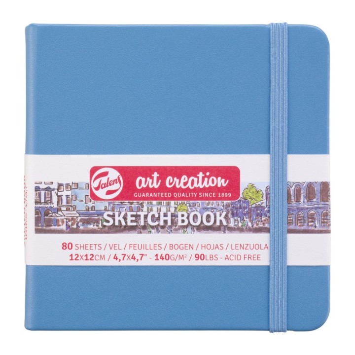Talens Art Creation Sketchbook, 80 Sheets, 90lbs, Lake Blue Cover, 4.7" x 4.7"
