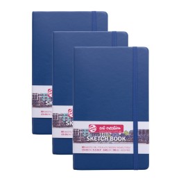 Talens Art Creation Sketchbook, 80 Sheets, 90lbs, Navy Blue Cover, 5.1" x 8.3", Pack of 3