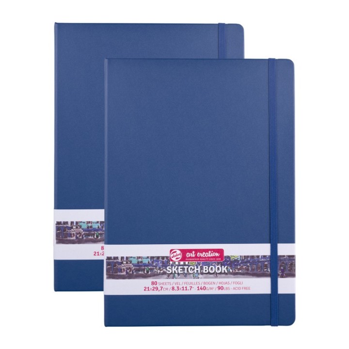 Talens Art Creation Sketchbook, 80 Sheets, 90lbs, Navy Blue Cover, 8.3" x 11.7" (A4), Pack of 2
