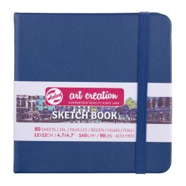 Talens Art Creation Sketchbook, 80 Sheets, 90lbs, Navy Blue Cover, 4.7" x 4.7"