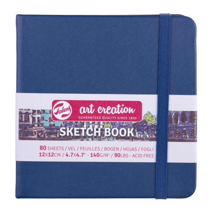 Talens Art Creation Sketchbook, 80 Sheets, 90lbs, Navy Blue Cover, 4.7" x 4.7"