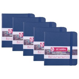 Talens Art Creation Sketchbook, 80 Sheets, 90lbs, Navy Blue Cover, 4.7" x 4.7", Pack of 5