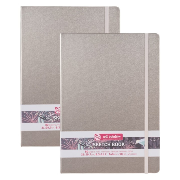 Talens Art Creation Sketchbook, 80 Sheets, 90lbs, Pink Champagne Cover, 8.3" x 11.7" (A4), Pack of 2