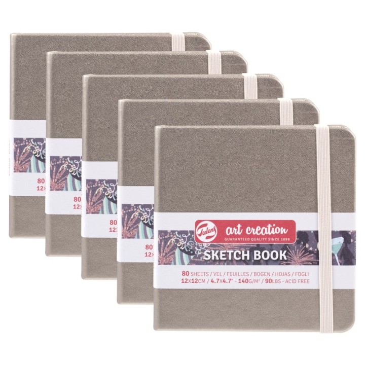 Talens Art Creation Sketchbook, 80 Sheets, 90lbs, Pink Champagne Cover, 4.7" x 4.7", Pack of 5
