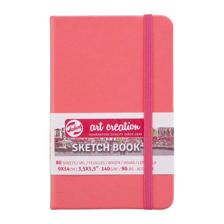Talens Art Creation Sketchbook, 80 Sheets, 90lbs, Coral Red Cover, 3.5" x 5.5"