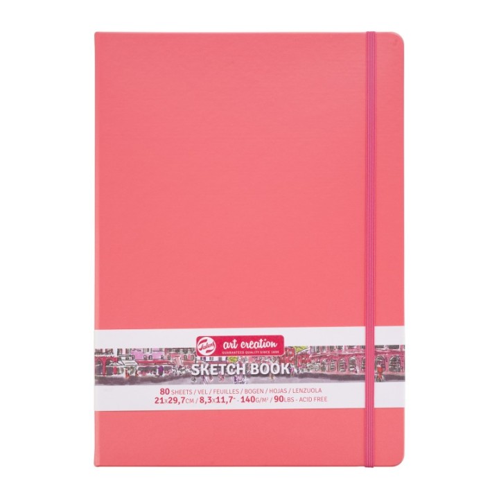 Talens Art Creation Sketchbook, 80 Sheets, 90lbs, Coral Red Cover, 8.3" x 11.7" (A4)