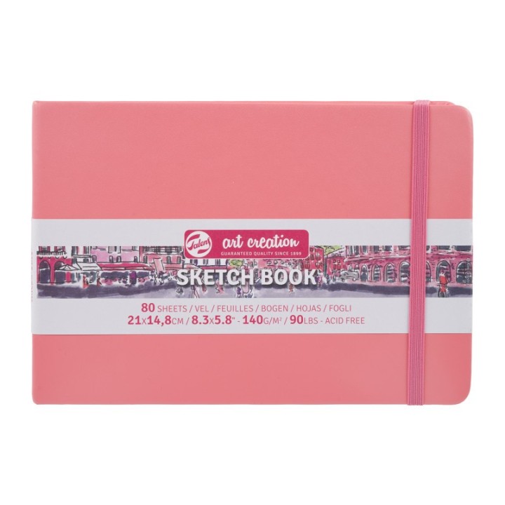 Talens Art Creation Sketchbook, 80 Sheets, 90lbs, Coral Red Cover, 8.3" x 5.8" (A5)