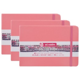 Talens Art Creation Sketchbook, 80 Sheets, 90lbs, Coral Red Cover, 8.3" x 5.8" (A5), Pack of 3