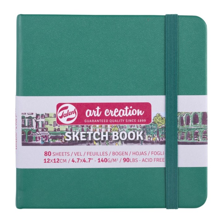 Talens Art Creation Sketchbook, 80 Sheets, 90lbs, Forest Green Cover, 4.7" x 4.7"