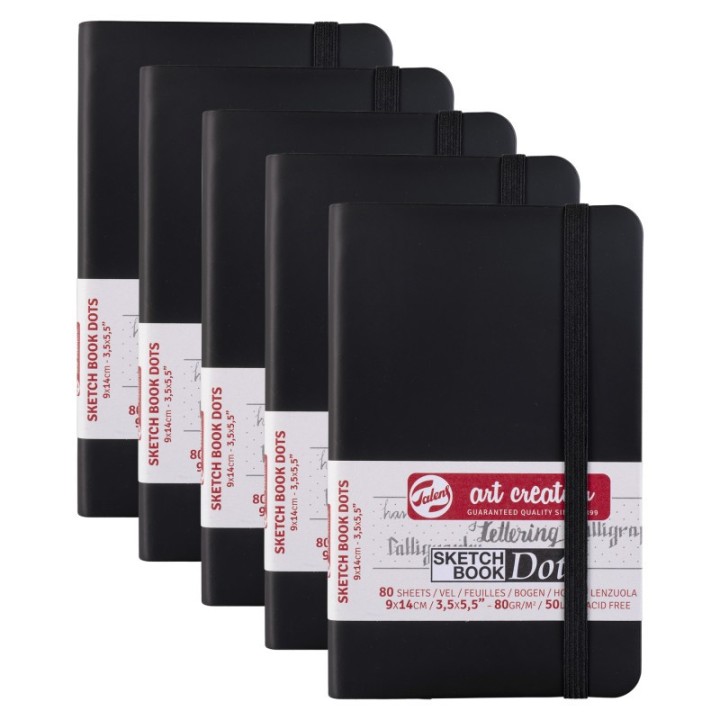 Talens Art Creation Dotted Sketchbook, 80 Sheets, 50lbs, 3.5" x 5.5", Pack of 5