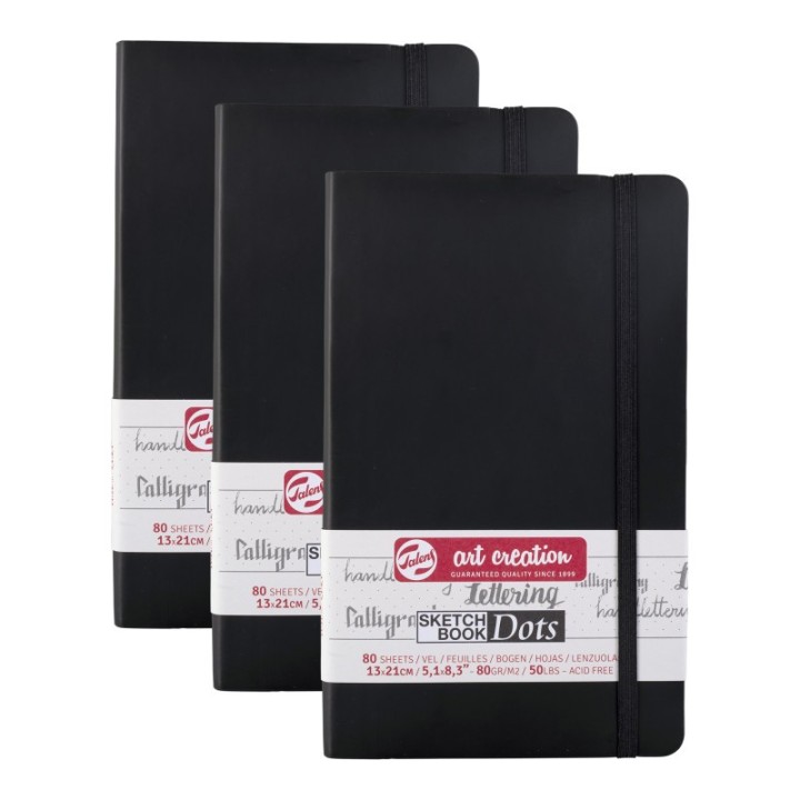 Talens Art Creation Dotted Sketchbook, 80 Sheets, 50lbs, 5.1" x 8.3", Pack of 3