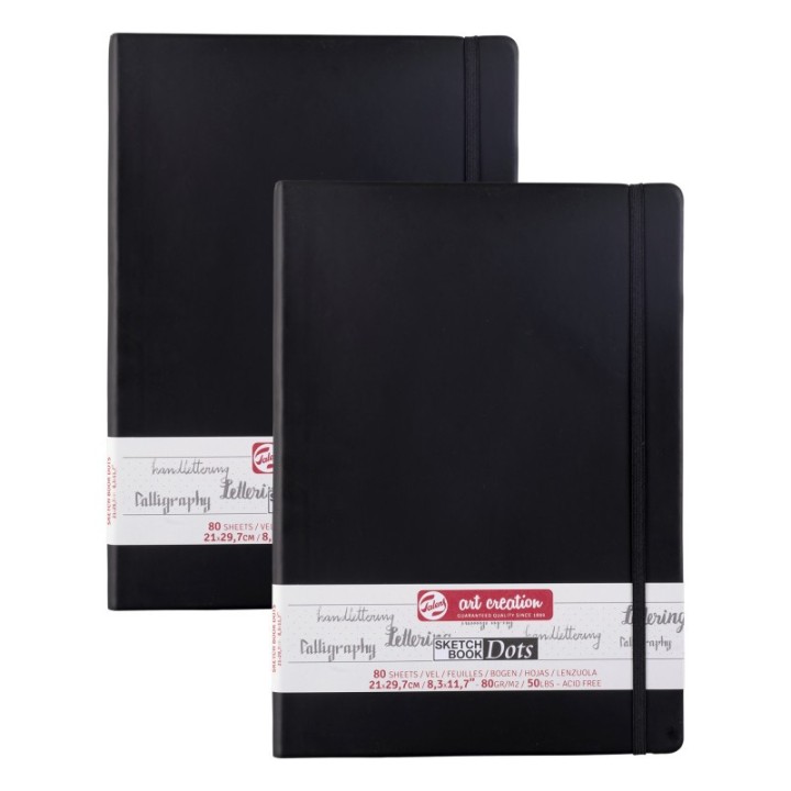 Talens Art Creation Dotted Sketchbook, 80 Sheets, 50lbs, 8.3" x 11.7" (A4), Pack of 2