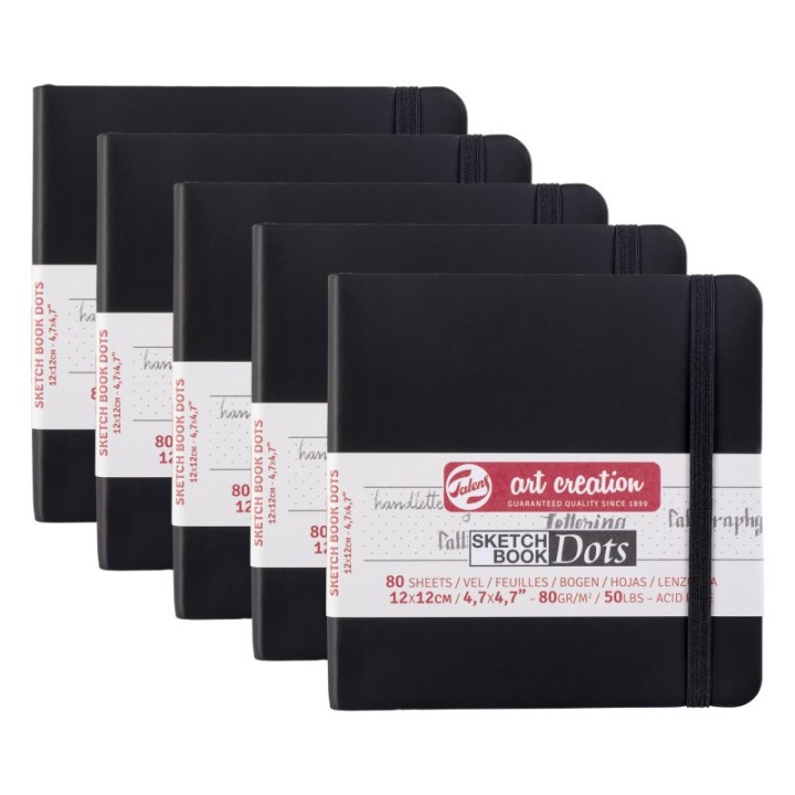 Talens Art Creation Dotted Sketchbook, 80 Sheets, 50lbs, 4.7" x 4.7", Pack of 5