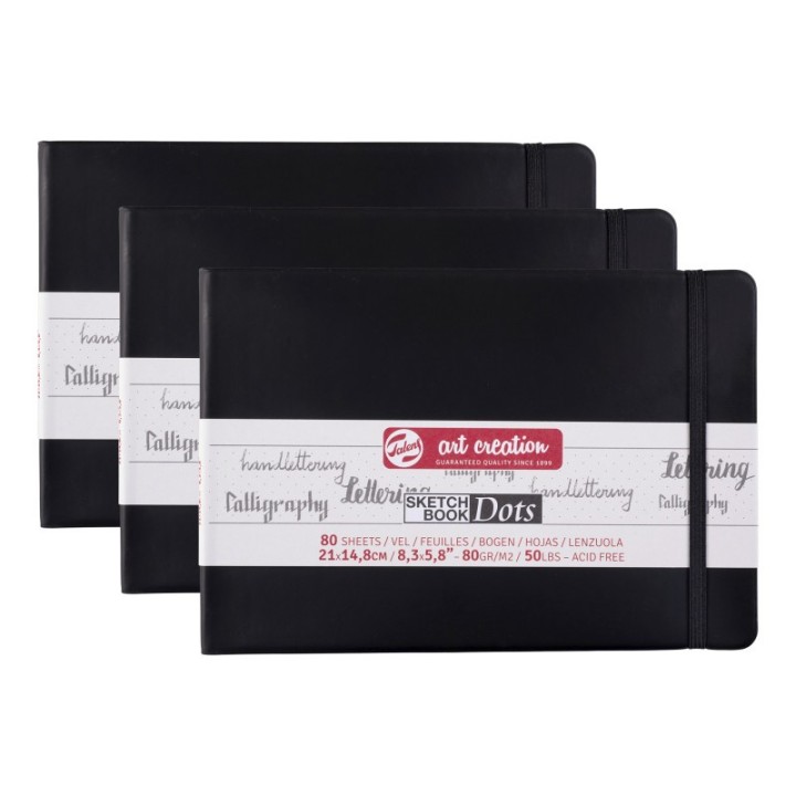 Talens Art Creation Dotted Sketchbook, 80 Sheets, 50lbs, 8.3" x 5.8" (A5), Pack of 3