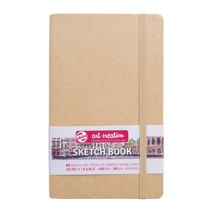 Talens Art Creation Sketchbook, 80 Sheets, 90lbs, Kraft Cover, 5.1" x 8.3"