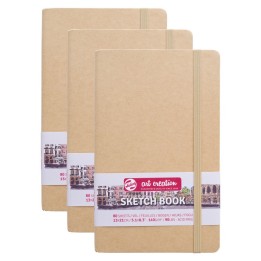 Talens Art Creation Sketchbook, 80 Sheets, 90lbs, Kraft Cover, 5.1" x 8.3", Pack of 3