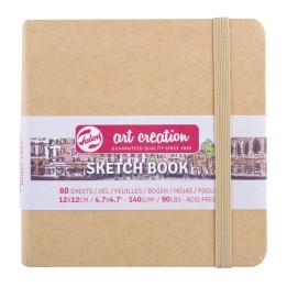 Talens Art Creation Sketchbook, 80 Sheets, 90lbs, Kraft Cover, 4.7" x 4.7"
