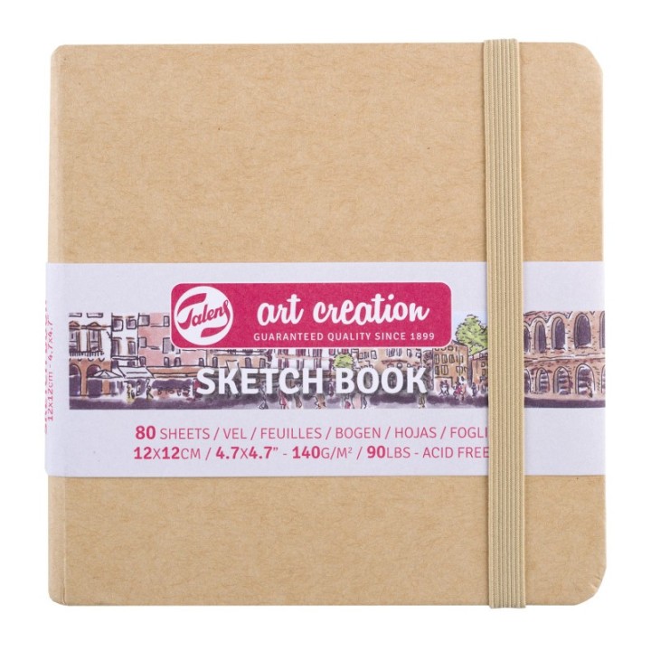 Talens Art Creation Sketchbook, 80 Sheets, 90lbs, Kraft Cover, 4.7" x 4.7"