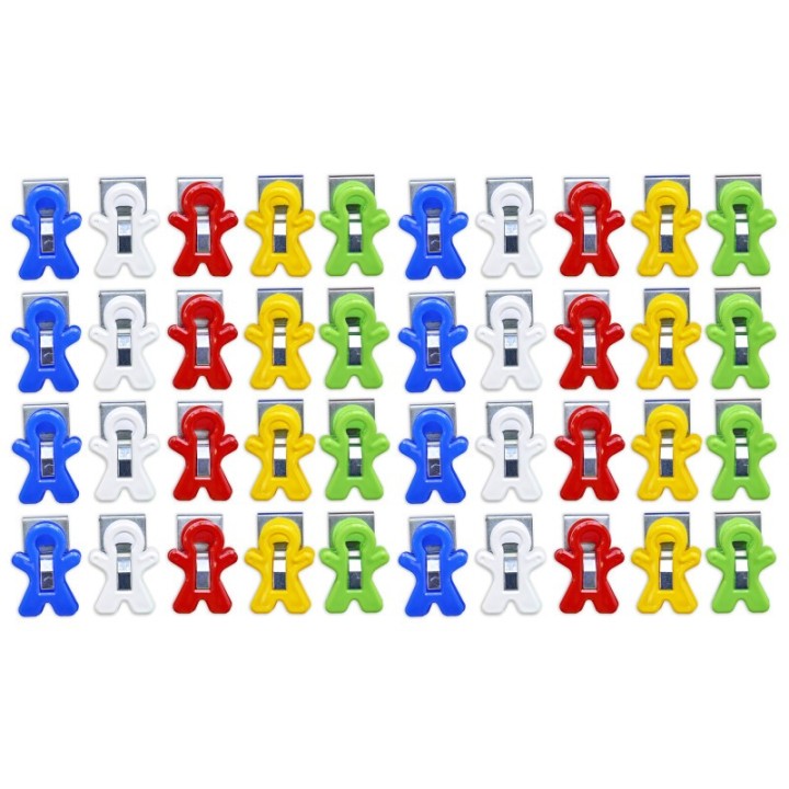 The Pencil Grip™ Magnet Man Magnetic Clip, Assorted Colors, 40-Piece Bucket