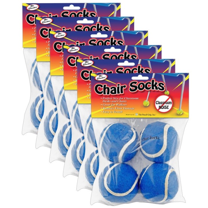 The Pencil Grip™ Chair Socks, Blue, 4 Per Pack, 6 Packs