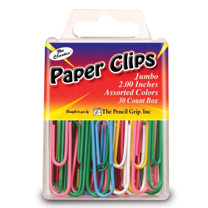 The Pencil Grip™ The Classics Paper Clips, 2", Assorted Colors, Pack of 30
