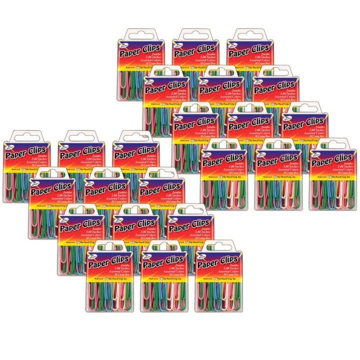 The Pencil Grip™ The Classics™ Paper Clips, 2", Assorted Colors, 30 Per Pack, 24 Packs