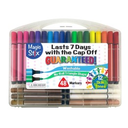 The Pencil Grip™ Triangular Magic Stix Markers, 48 Pack, Includes Global Skin Tones
