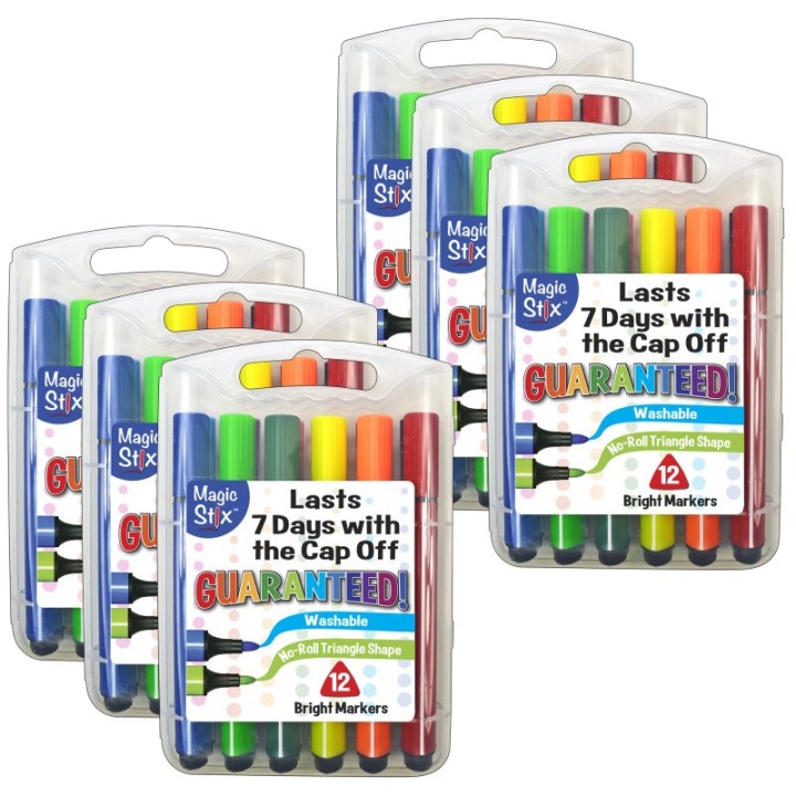Magic Stix™ Triangular Markers, 12 Per Pack, 6 Packs
