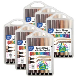 The Pencil Grip™ Triangular Magic Stix Global Skin Tone Markers, 12 Per Pack, 6 Packs