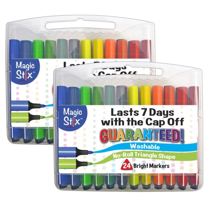 Magic Stix™ Triangular Markers, 24 Per Pack, 2 Packs