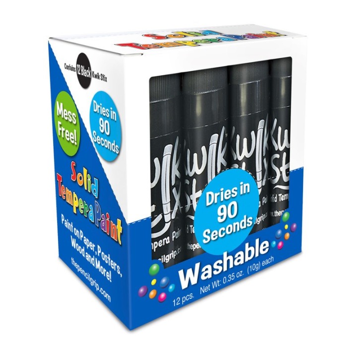Kwik Stix™ Solid Tempera Paint Sticks, Single Color Pack, Black, Pack of 12