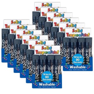 Kwik Stix™ Solid Tempera Paint Sticks, Single Color Pack, Black, 12 Per Box, 12 Boxes