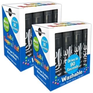 Kwik Stix™ Solid Tempera Paint Sticks, Single Color Pack, Black, 12 Per Pack, 2 Packs