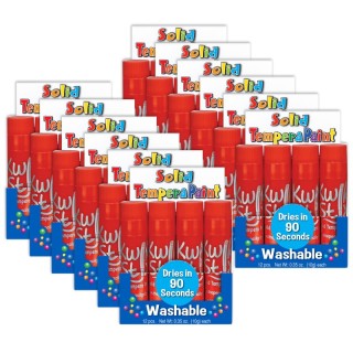 Kwik Stix™ Solid Tempera Paint Sticks, Single Color Pack, Red, 12 Per Box, 12 Boxes