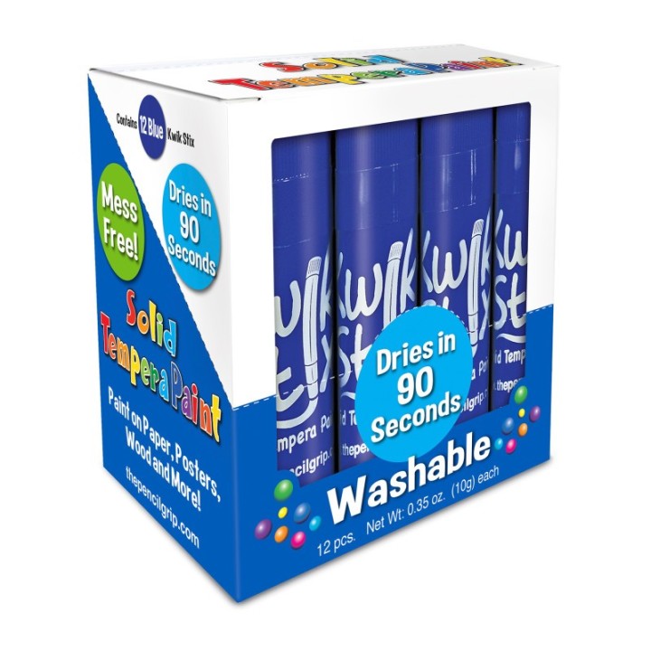 Kwik Stix™ Solid Tempera Paint Sticks, Single Color Pack, Blue, Pack of 12