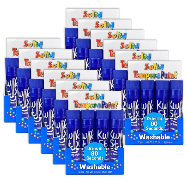 Kwik Stix™ Solid Tempera Paint Sticks, Single Color Pack, Blue, 12 Per Box, 12 Boxes