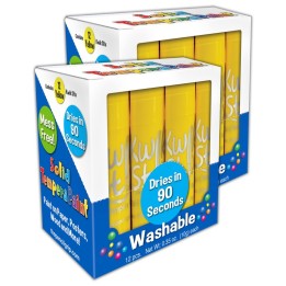 Kwik Stix™ Solid Tempera Paint Sticks, Single Color Pack, Yellow, 12 Per Pack, 2 Packs