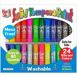 Kwik Stix™ Solid Tempera Paint Stick, Classic, Neon & Metallic Colors, Set of 24