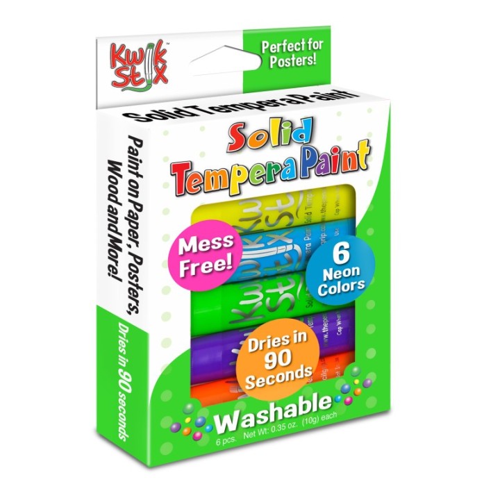 Kwik Stix™ Solid Tempera Paint Stick, Neon Colors, 6 Count
