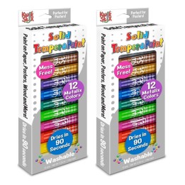 Kwik Stix™ Solid Tempera Paint Metalix, 12 Per Pack, 2 Packs
