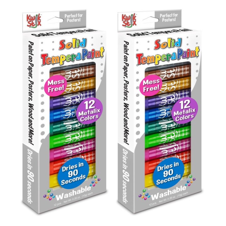 Kwik Stix™ Solid Tempera Paint Metalix, 12 Per Pack, 2 Packs